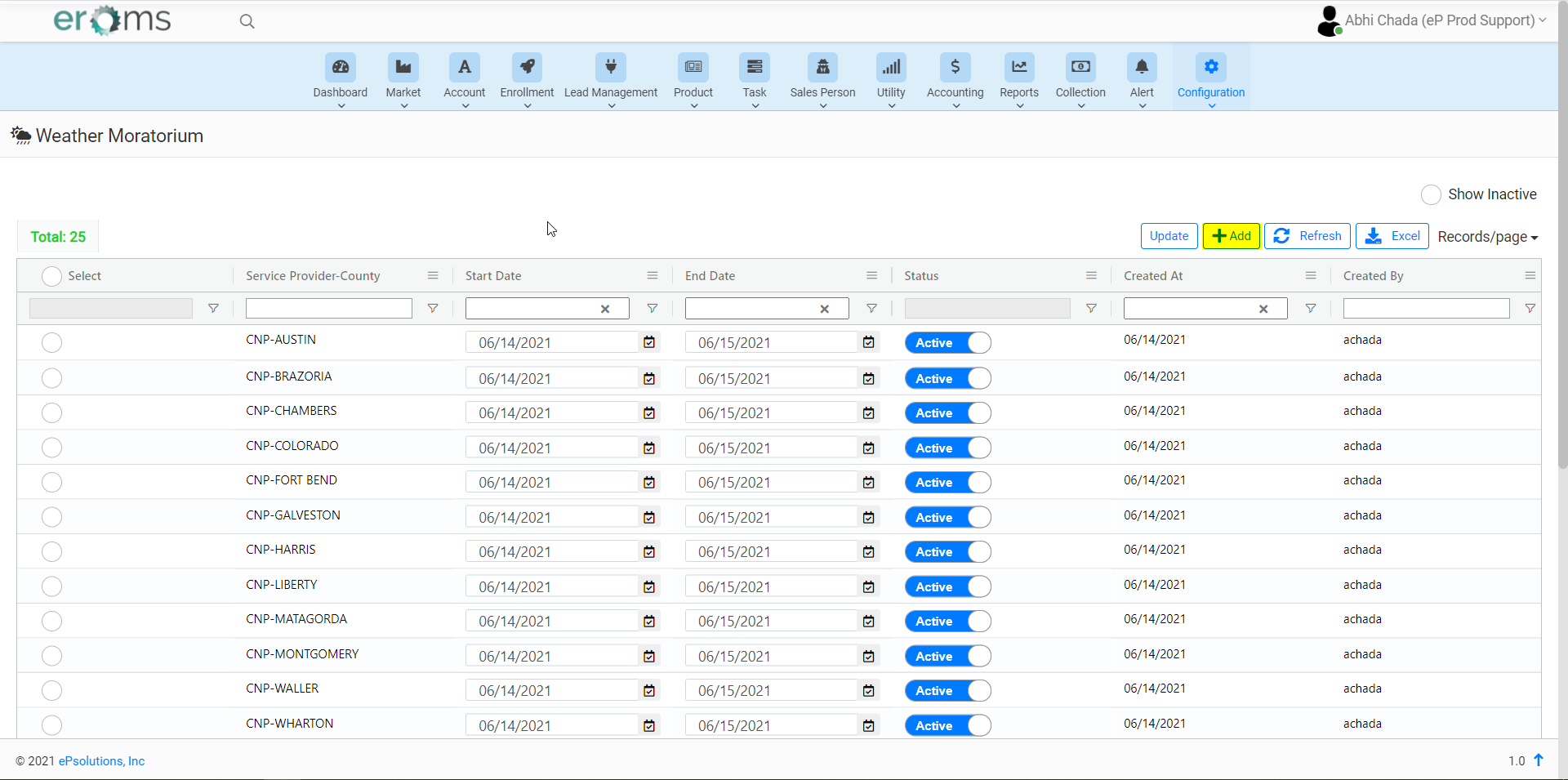 EROMS - Weather Moratoriums – eP Help Center
