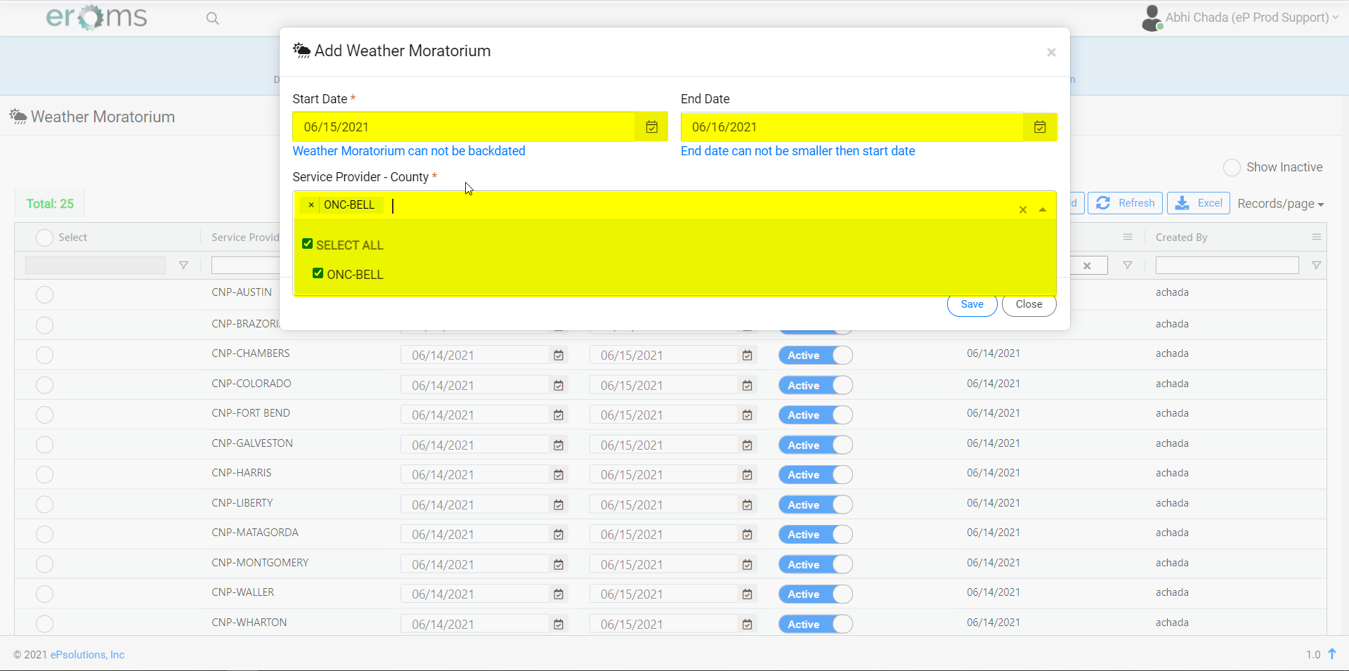 Eroms weather moratoriums ep help center